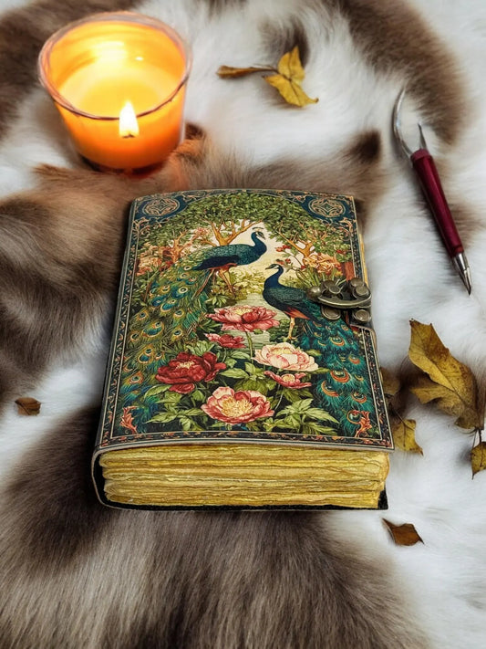 Peacock Leather Journal Leather Grimoire