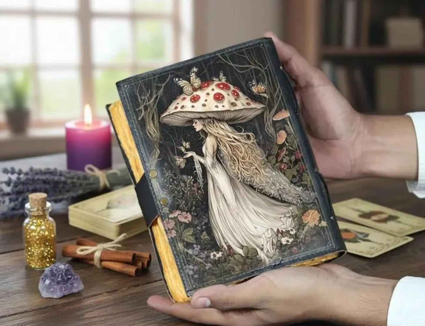 Fairy Magic leather Grimoire Journal