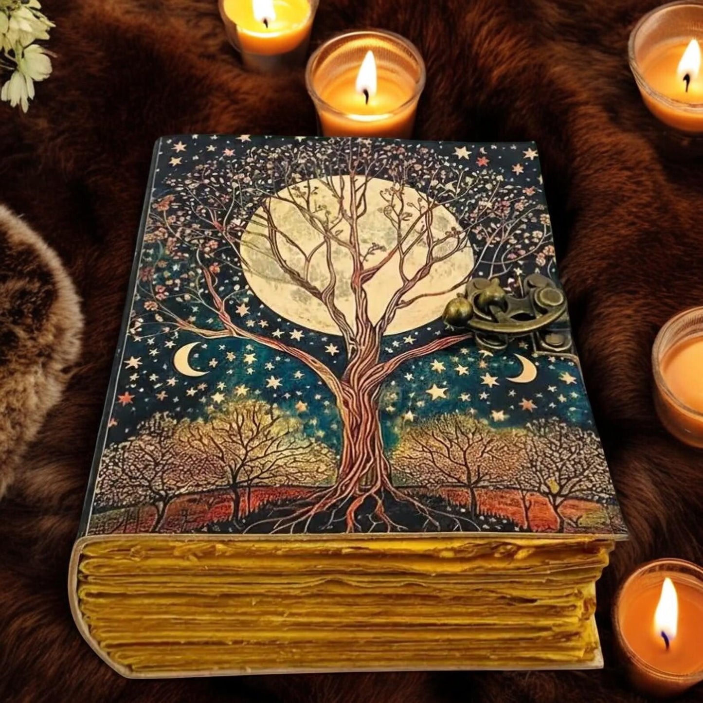 Tree of Life Leather Journal Handmade Grimoire Spell Book Wiccan Witchcraft Book of Shadows Pagan Magical Diary Witchy Notebook
