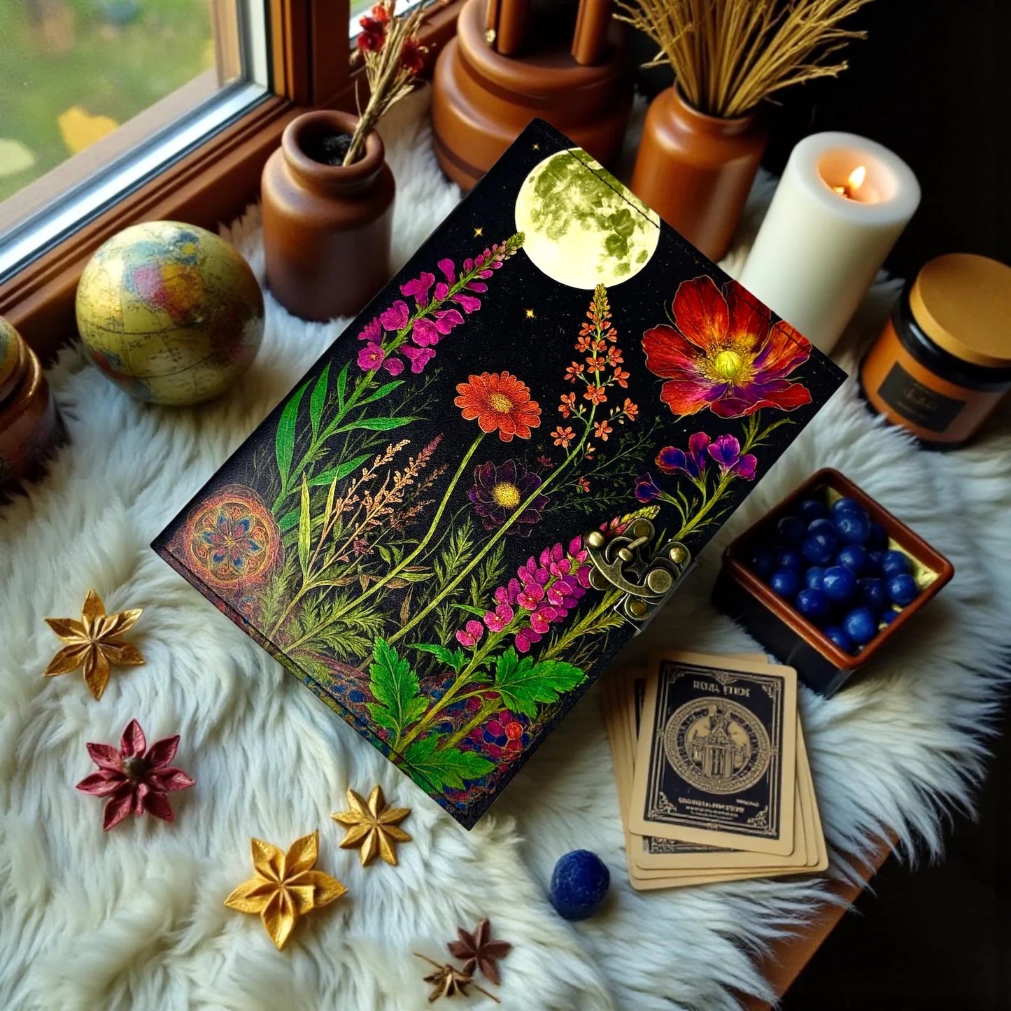 Floral Leather Journal – Vintage Flower Embossed Notebook | Handmade Writing Diary & Sketchbook | Gift for Her Writers Artists