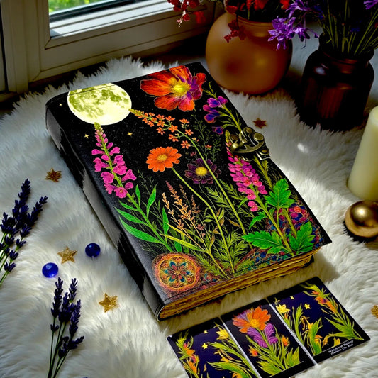 Floral Leather Journal – Vintage Flower Embossed Notebook | Handmade Writing Diary & Sketchbook | Gift for Her Writers Artists