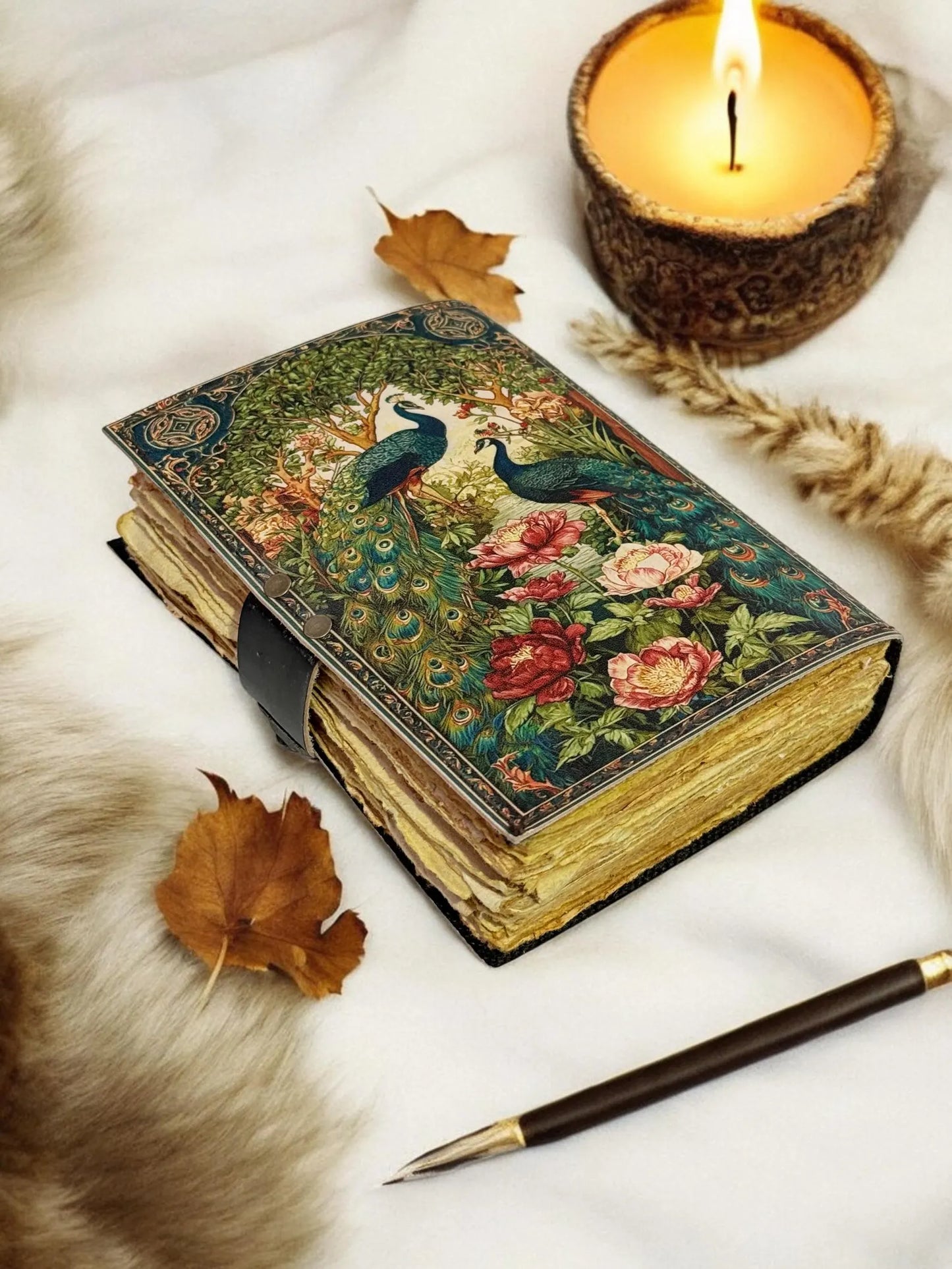 Peacock Leather Journal Leather Grimoire