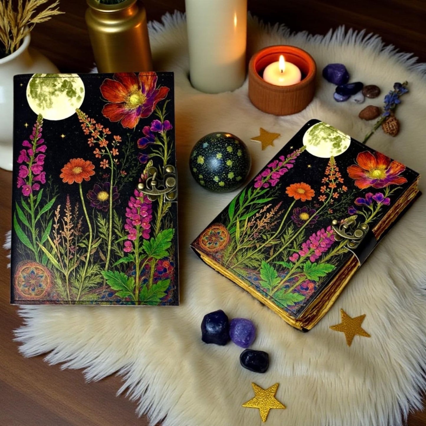 Floral Leather Journal – Vintage Flower Embossed Notebook | Handmade Writing Diary & Sketchbook | Gift for Her Writers Artists