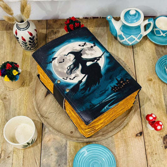Witchcraft Journal Handmade || Dark Fantasy Moon Notebook || Handmade Witch Journal || Vintage Gothic Spell Book || Gifts For Him Her.