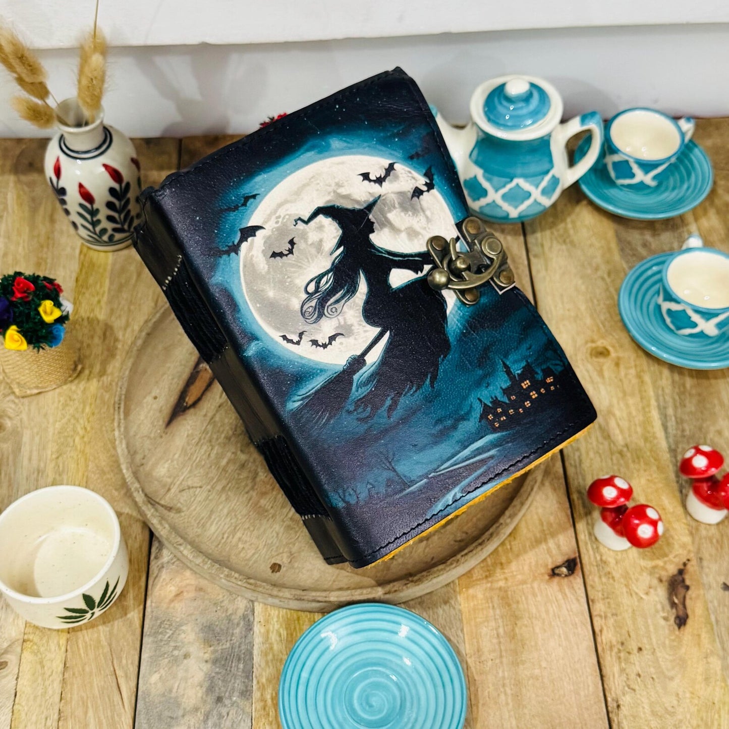 Witchcraft Journal Handmade || Dark Fantasy Moon Notebook || Handmade Witch Journal || Vintage Gothic Spell Book || Gifts For Him Her.