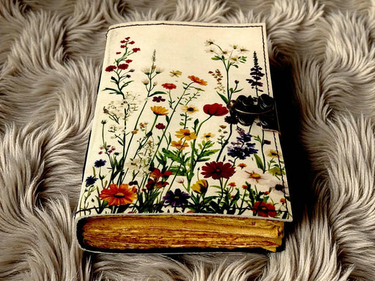 Handmade Leather Grimoire Book of Shadows – Refillable Witchcraft Spell Journal | Vintage Wiccan Pagan Gothic Floral Gifts