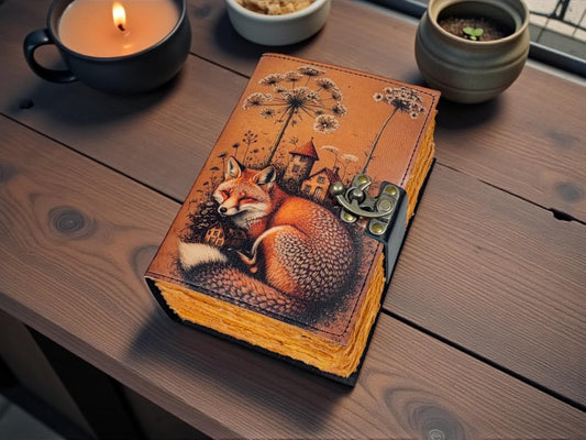Fox Grimoire Leather Journal Witchcraft