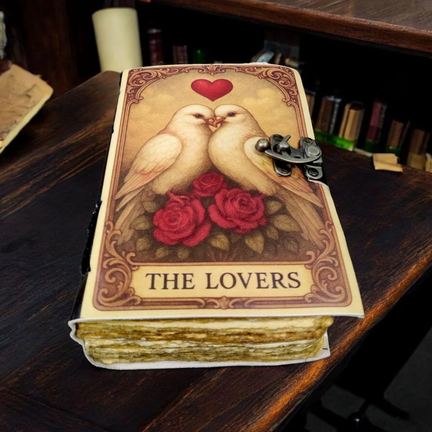 Valentine Day leather journal Pigeon Love Journal Heart leather grimoire