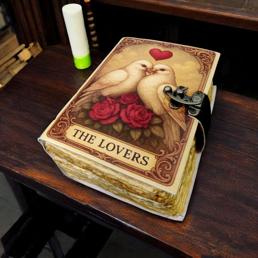 Valentine Day leather journal Pigeon Love Journal Heart leather grimoire