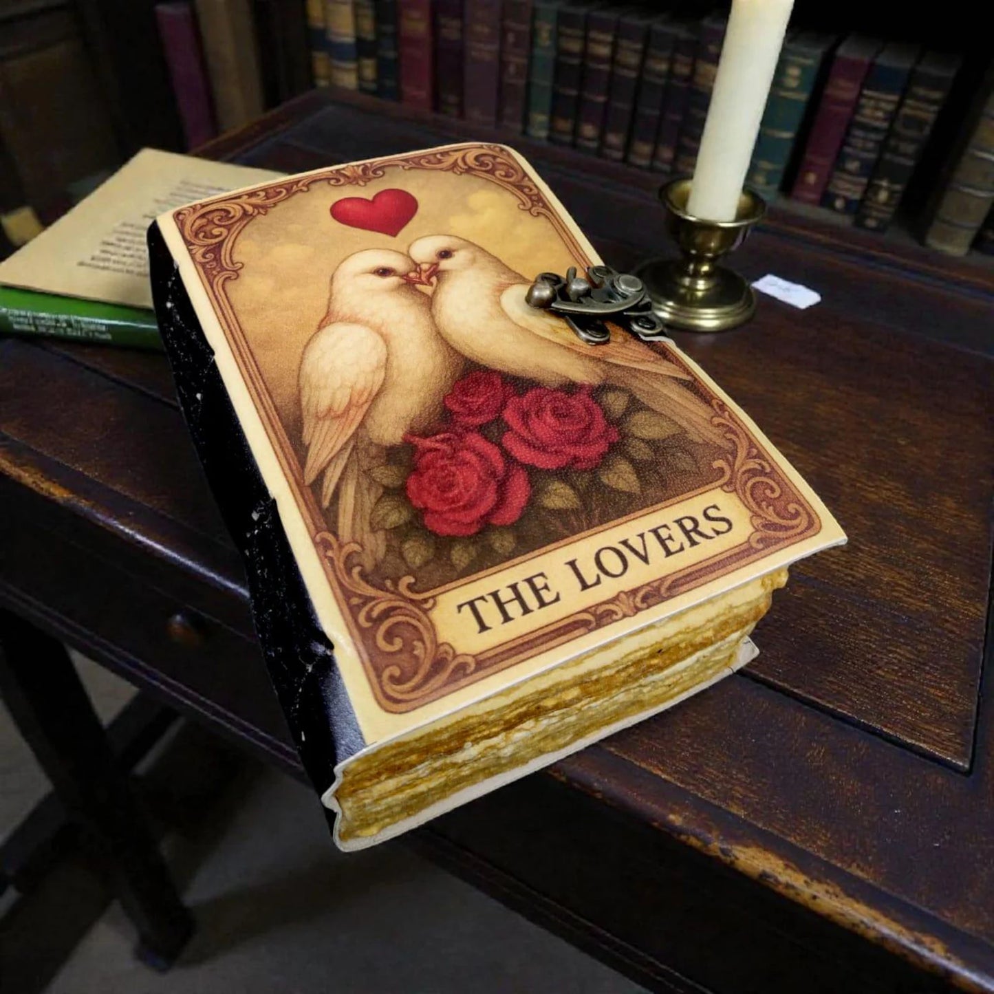 Valentine Day leather journal Pigeon Love Journal Heart leather grimoire