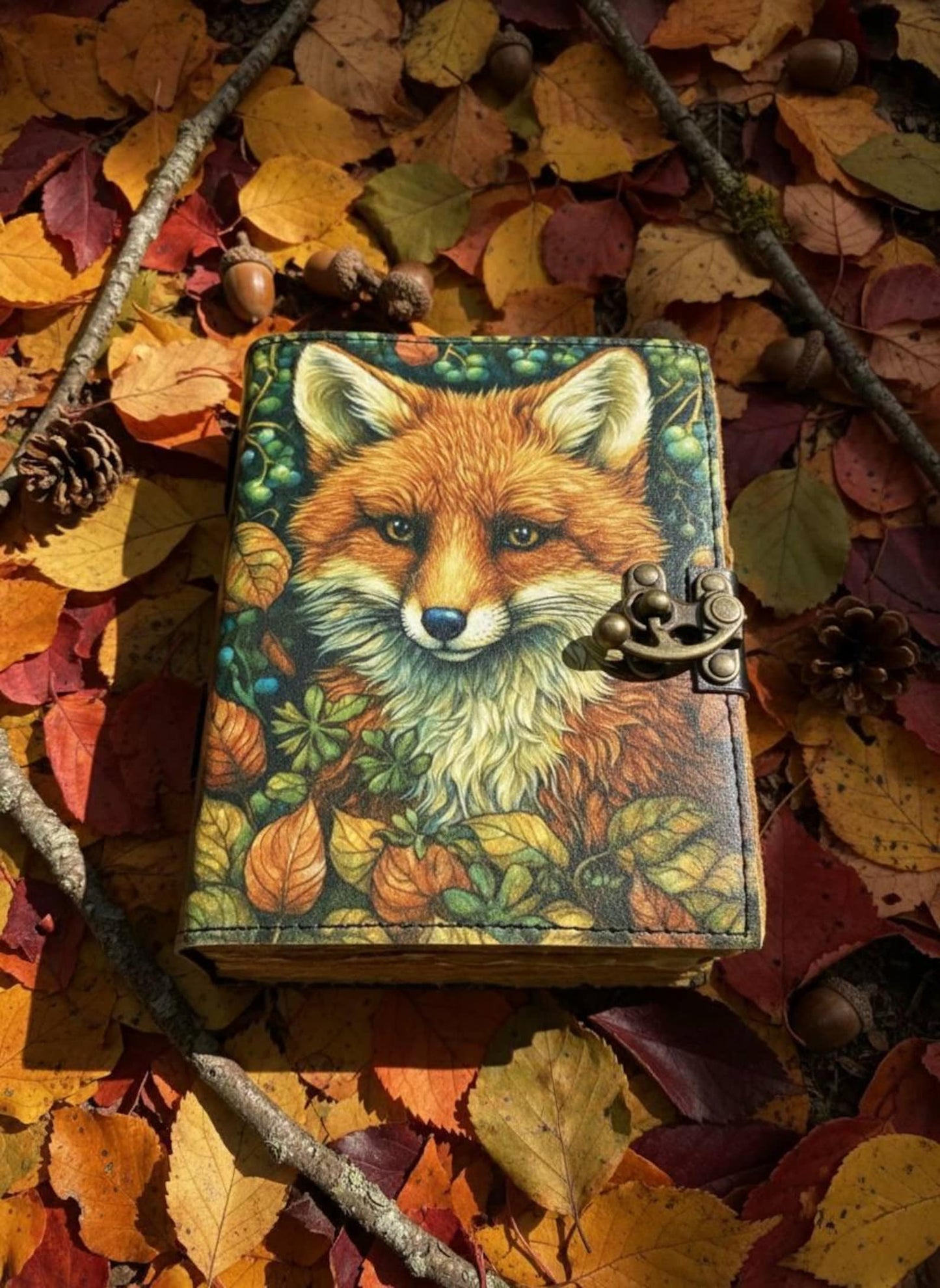 Fox Leather Grimoire Journal