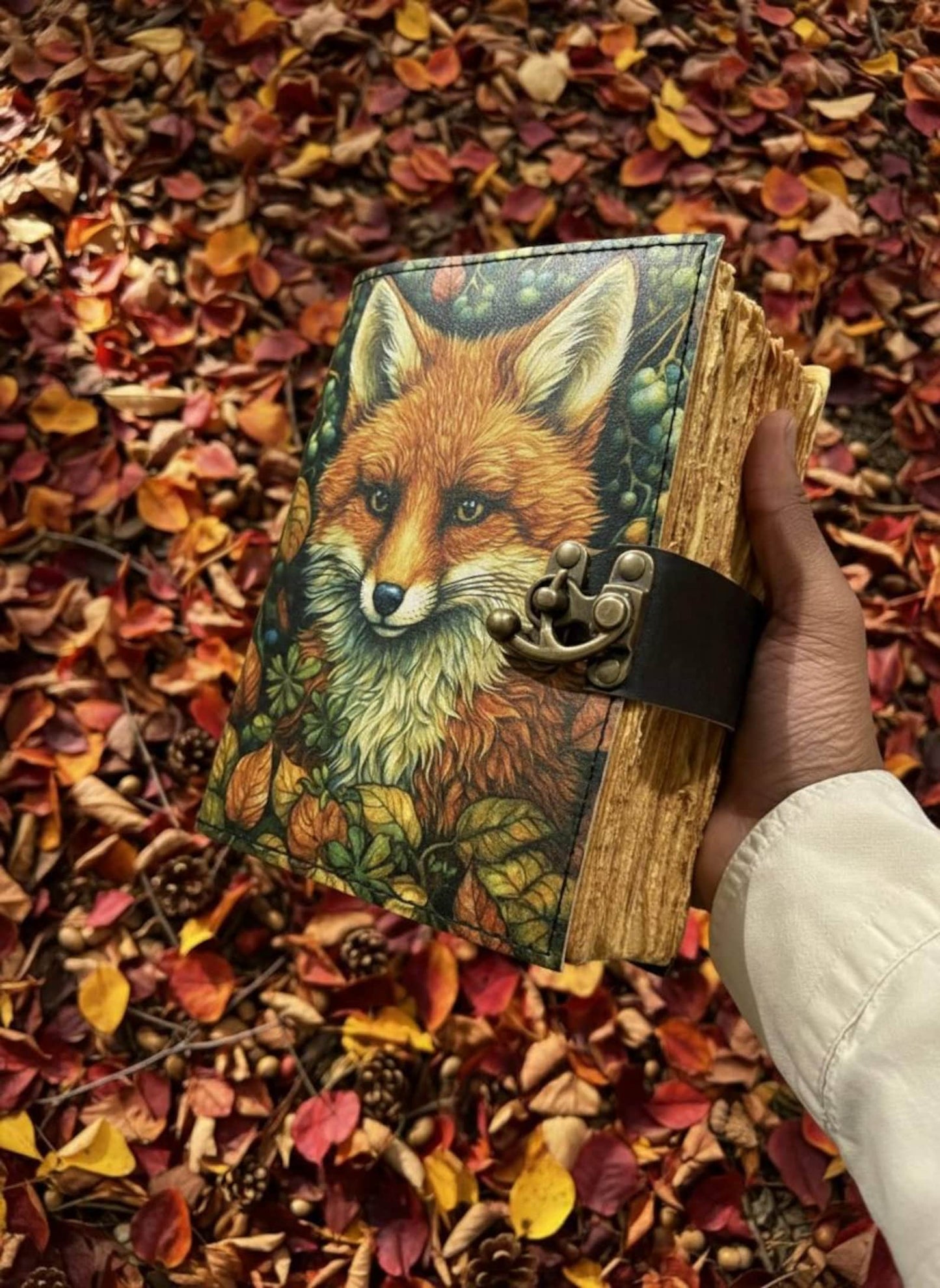 Fox Leather Grimoire Journal
