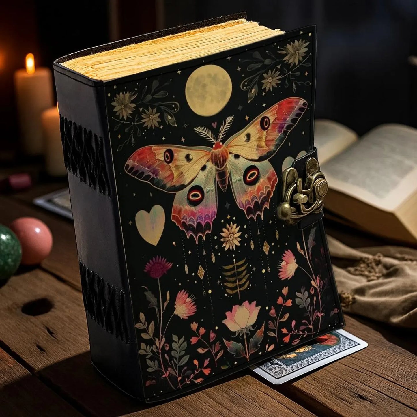 Moon & Floral Gothic Handmade Leather Journal