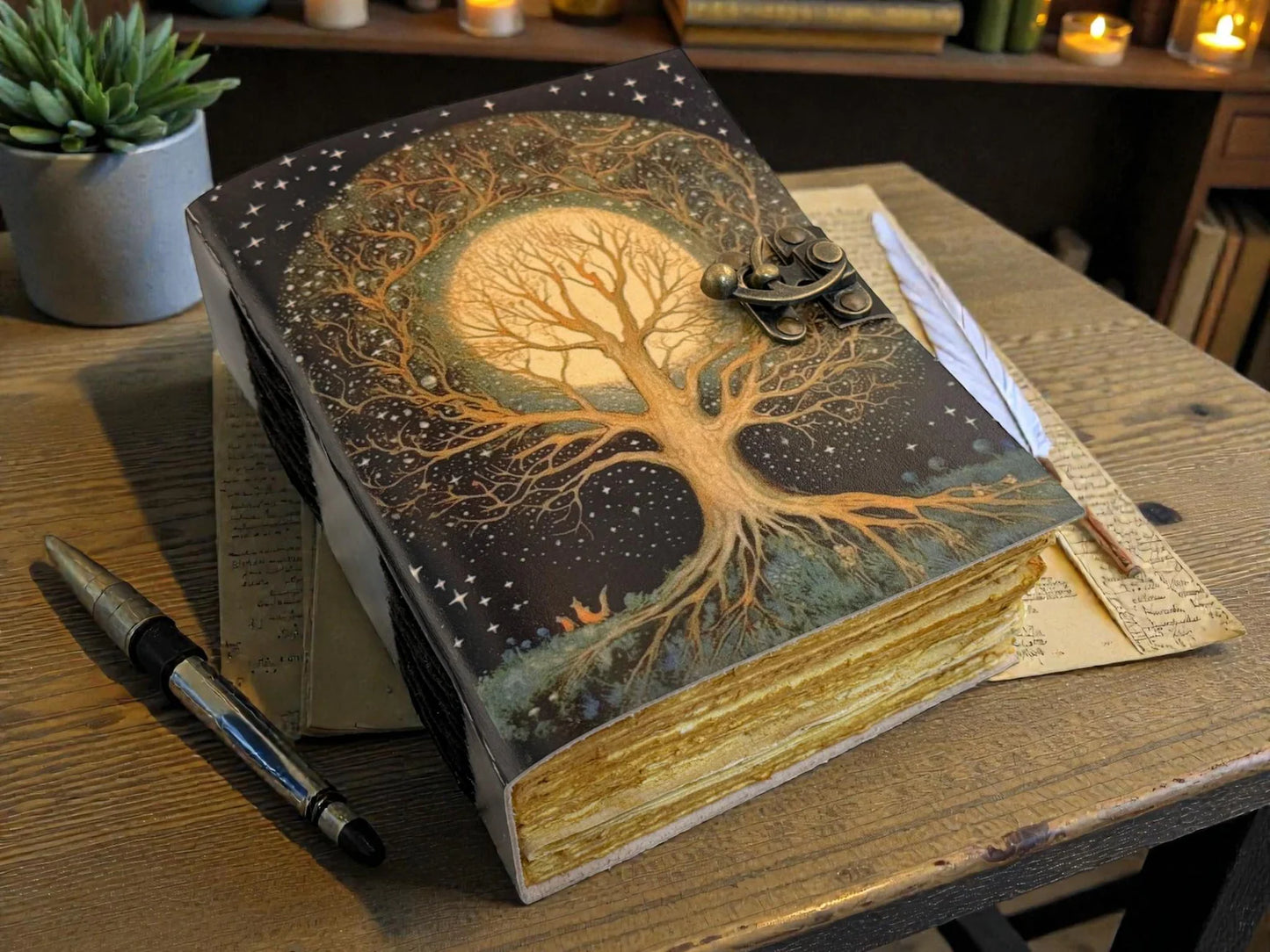 Tree of Life Leather Journal | Grimoire Book of Shadows | Witchcraft Diary | Pagan Wiccan Notebook | Vintage Writing Journal Gift