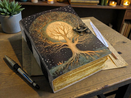 Tree of Life Leather Journal | Grimoire Book of Shadows | Witchcraft Diary | Pagan Wiccan Notebook | Vintage Writing Journal Gift