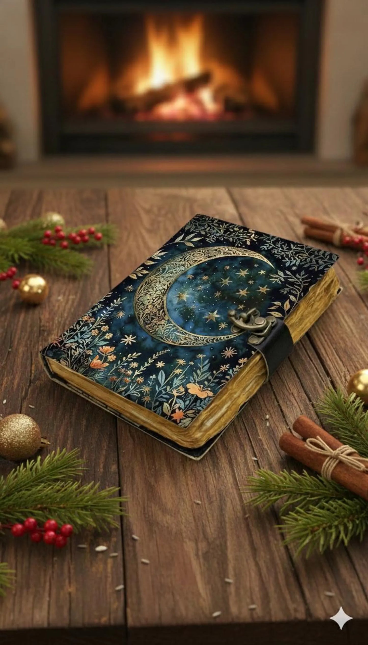 Moon Phase Leather Grimoire – Book of Shadows, Spellbook Journal