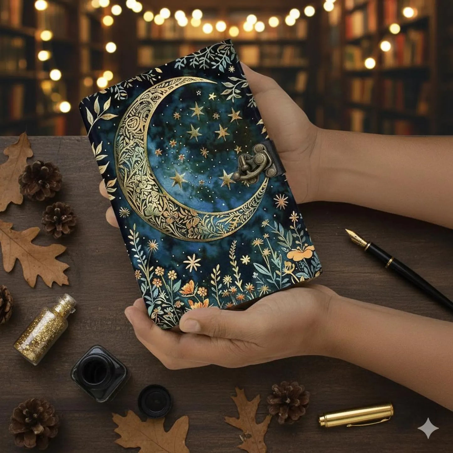 Moon Phase Leather Grimoire – Book of Shadows, Spellbook Journal