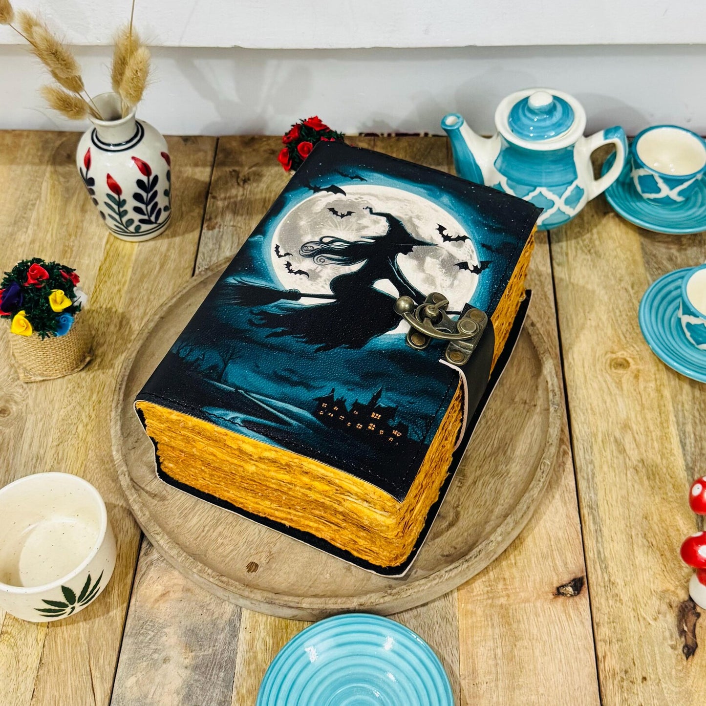 Witchcraft Journal Handmade || Dark Fantasy Moon Notebook || Handmade Witch Journal || Vintage Gothic Spell Book || Gifts For Him Her.