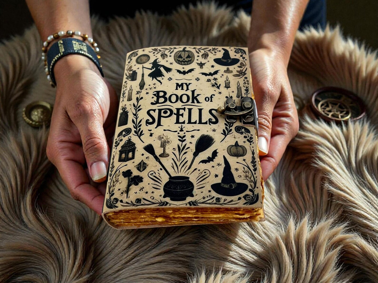 Witch Grimoire Leather Journal – Handmade Book of Spells | Vintage Magic Notebook | Gothic Fantasy Diary