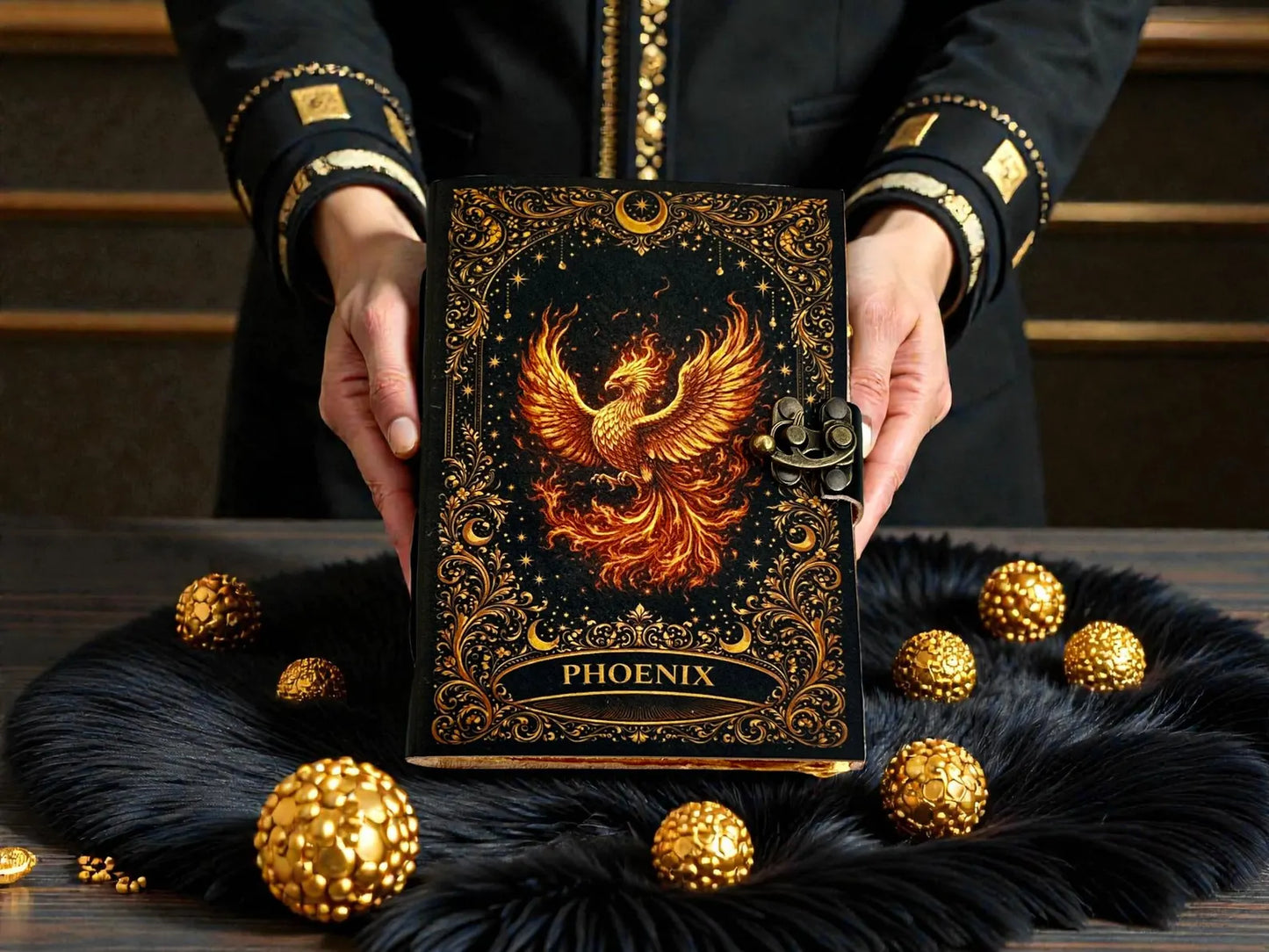 Phoenix Leather Grimoire • Handmade Journal • 400 Page Spell book • Gift for Mythology Lovers