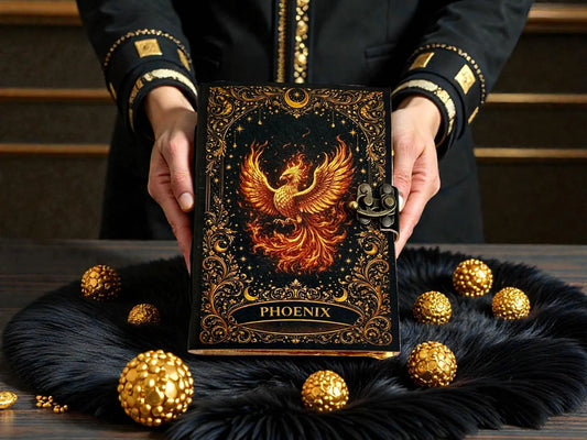 Phoenix Leather Grimoire • Handmade Journal • 400 Page Spell book • Gift for Mythology Lovers