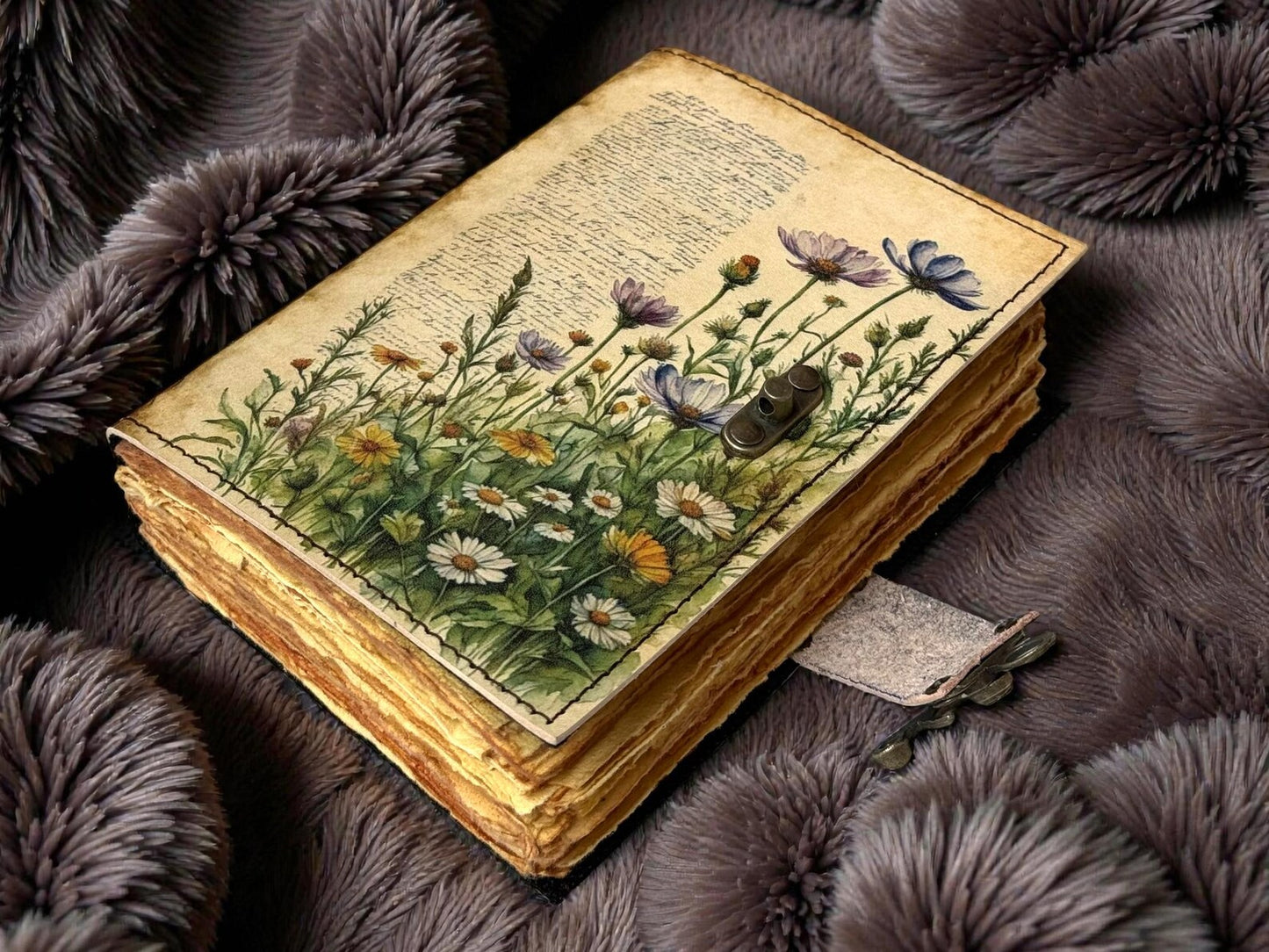 Handmade Leather Floral Grimoire Book of Shadows – Refillable Witchcraft Spell Journal | Vintage Wiccan Pagan Gothic Floral Gifts