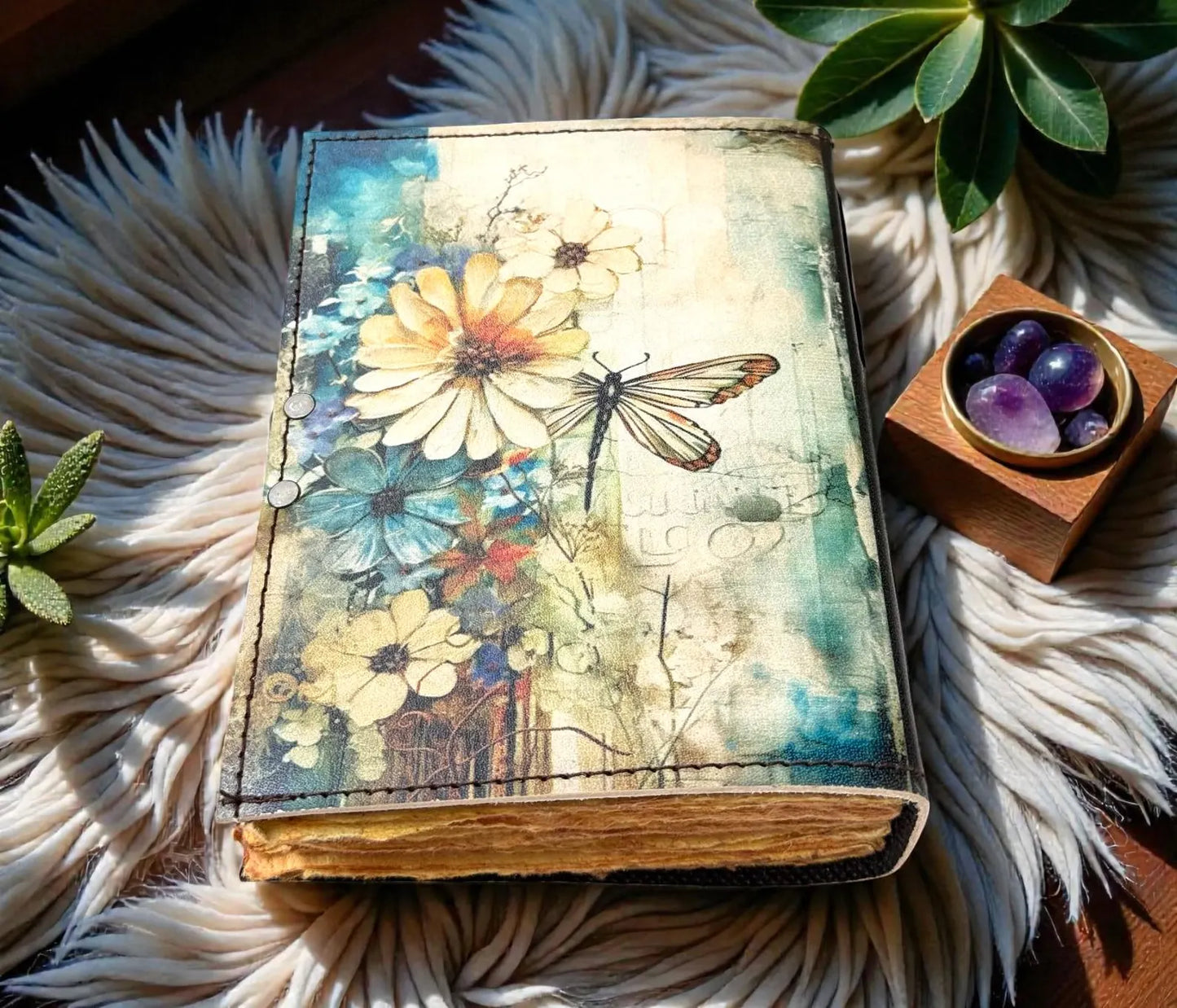 Celestial Tree of Life Leather Journal | Handmade Grimoire Moon Spell Book | Antique lock Closure | Gifts for Him & her