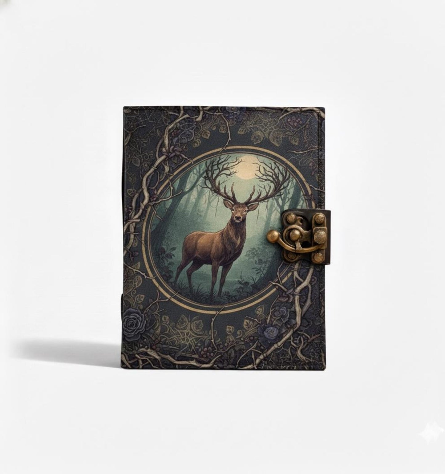 Stag Leather Journal – Handmade Vintage Forest Writing Notebook with Lock
