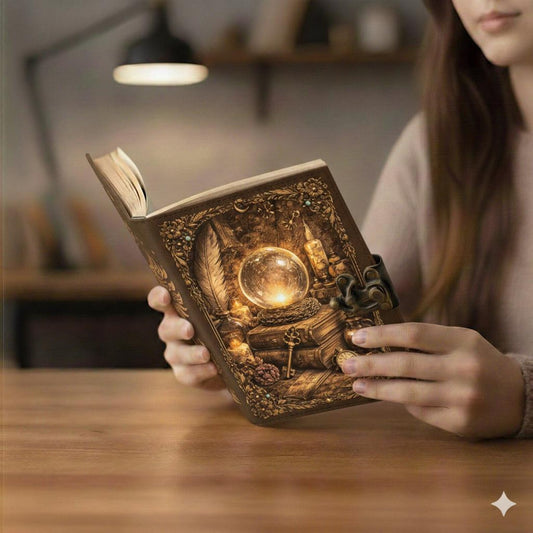 Arcane Alchemy Leather Journal – Handmade Vintage Spellbook with Antique Lock