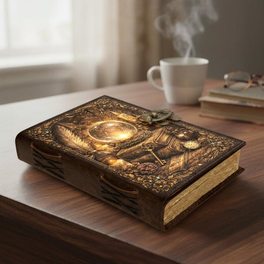 Arcane Alchemy Leather Journal – Handmade Vintage Spellbook with Antique Lock