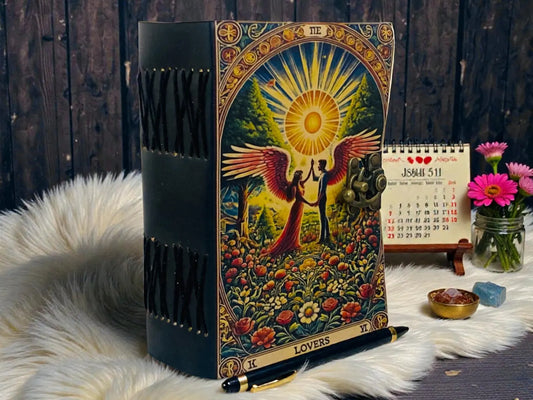 The lovers Leather Grimoire | Valantine present gifts , Handmade Spell Book of Shadows, Vintage Deckle Paper, Valentine Gift