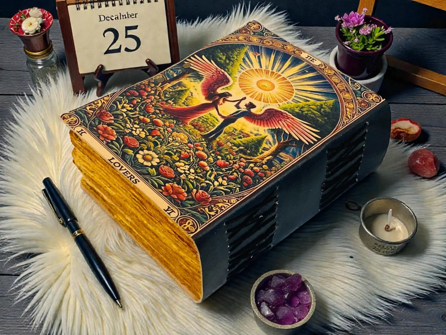 The lovers Leather Grimoire | Valantine present gifts , Handmade Spell Book of Shadows, Vintage Deckle Paper, Valentine Gift