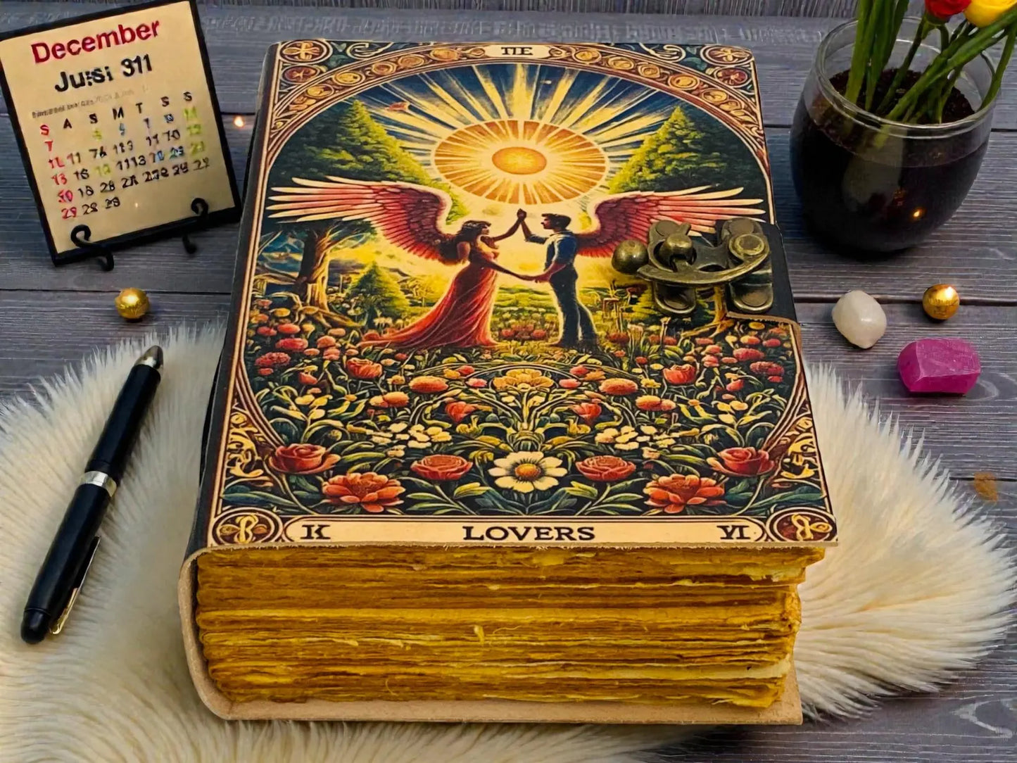 The lovers Leather Grimoire | Valantine present gifts , Handmade Spell Book of Shadows, Vintage Deckle Paper, Valentine Gift