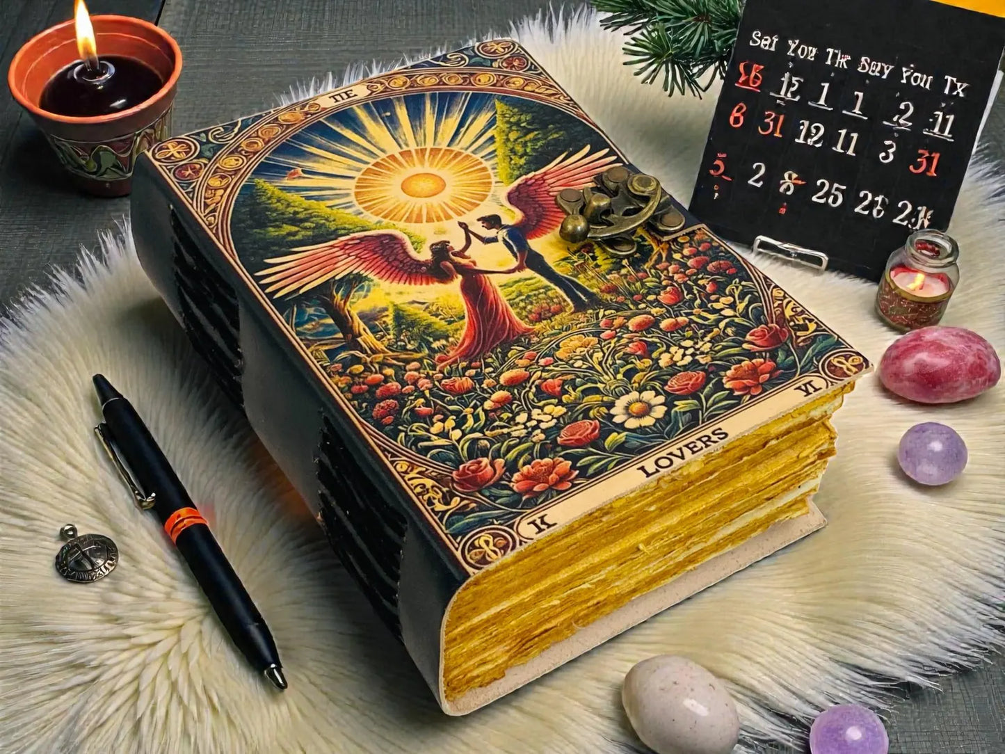 The lovers Leather Grimoire | Valantine present gifts , Handmade Spell Book of Shadows, Vintage Deckle Paper, Valentine Gift