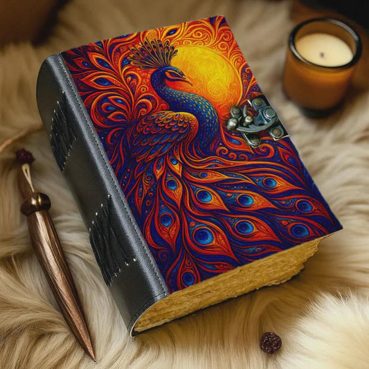 Peacock leather Grimoire journal Leather Notebook Grimoire Journal