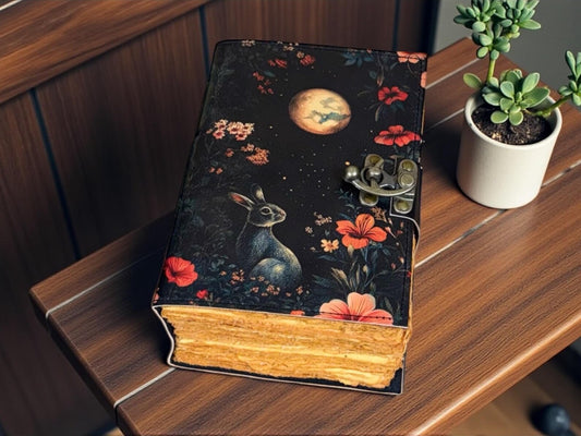 Bunny Rabbit Moon Leather Journal grimoire