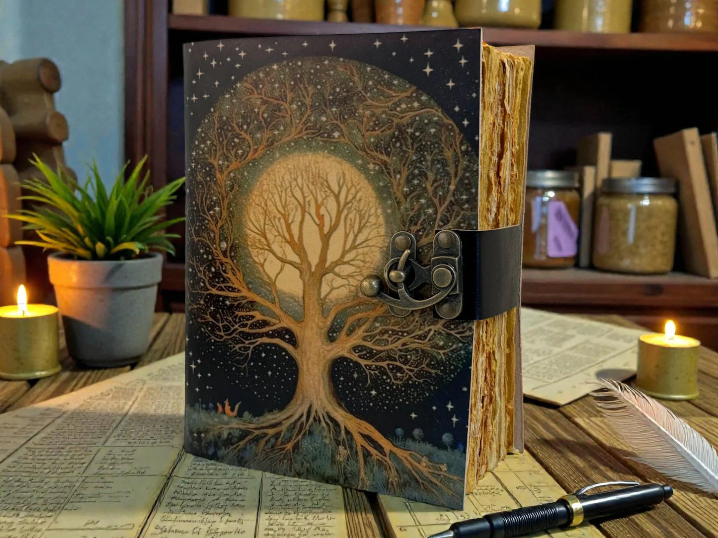 Tree of Life Leather Journal | Grimoire Book of Shadows | Witchcraft Diary | Pagan Wiccan Notebook | Vintage Writing Journal Gift