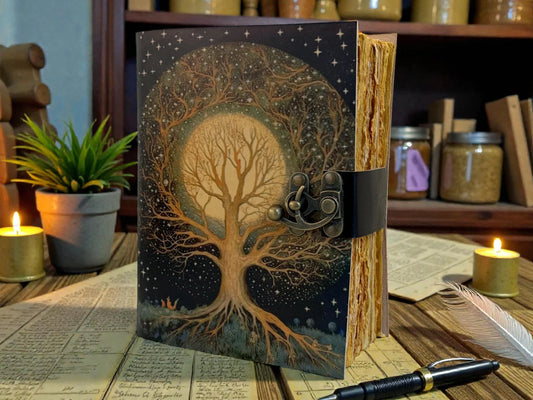 Tree of Life Leather Journal | Grimoire Book of Shadows | Witchcraft Diary | Pagan Wiccan Notebook | Vintage Writing Journal Gift