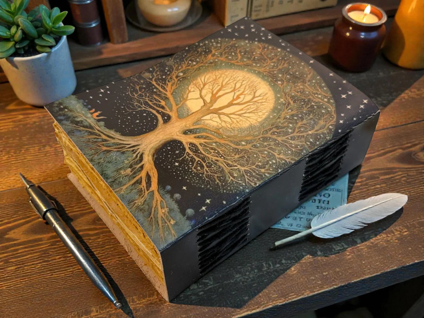Tree of Life Leather Journal | Grimoire Book of Shadows | Witchcraft Diary | Pagan Wiccan Notebook | Vintage Writing Journal Gift