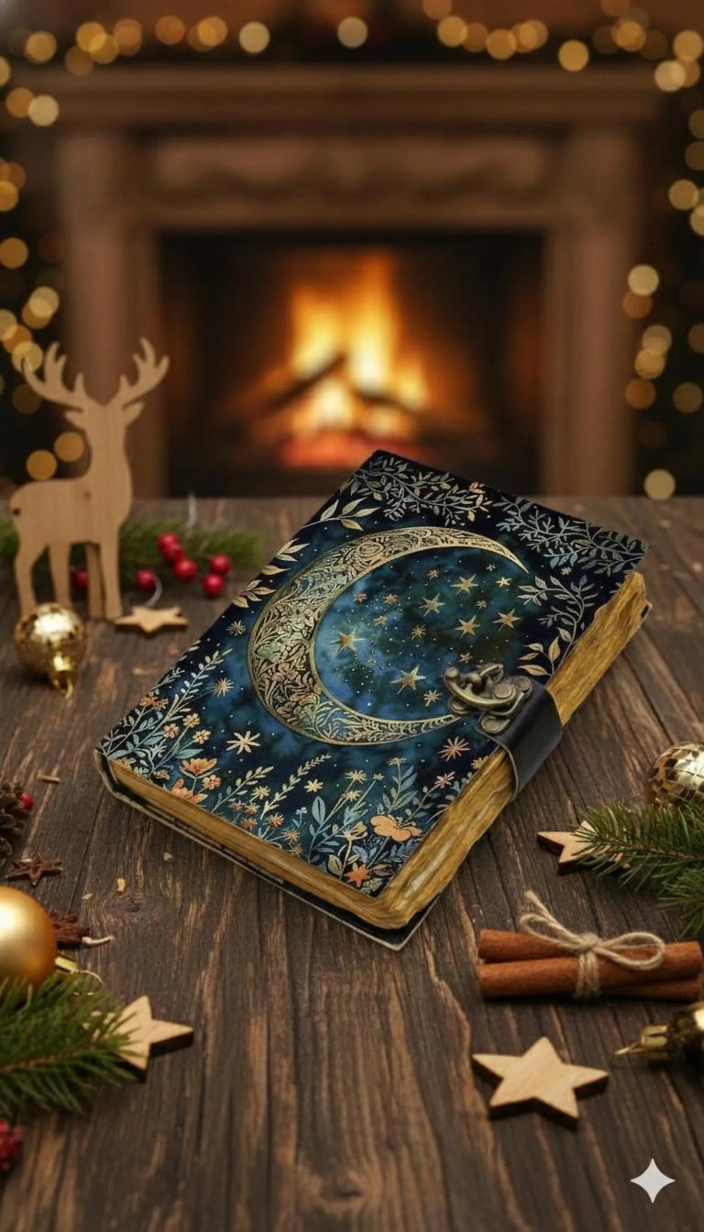 Moon Phase Leather Grimoire – Book of Shadows, Spellbook Journal