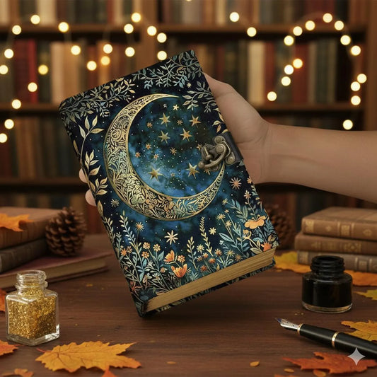Moon Phase Leather Grimoire – Book of Shadows, Spellbook Journal