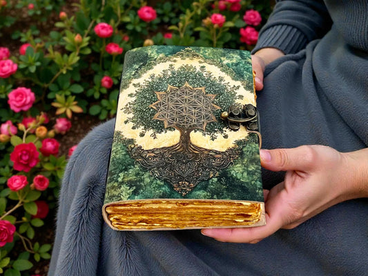 Tree of Life Leather Journal | Grimoire Book of Shadows | Witchcraft Diary | Pagan Wiccan Notebook | Vintage Writing Journal Gift