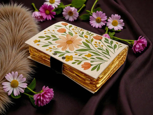 Handmade Leather Grimoire Book of Shadows – 200 Page Refillable Witchcraft Spell Journal | Vintage Wiccan Pagan Gothic Floral Gifts