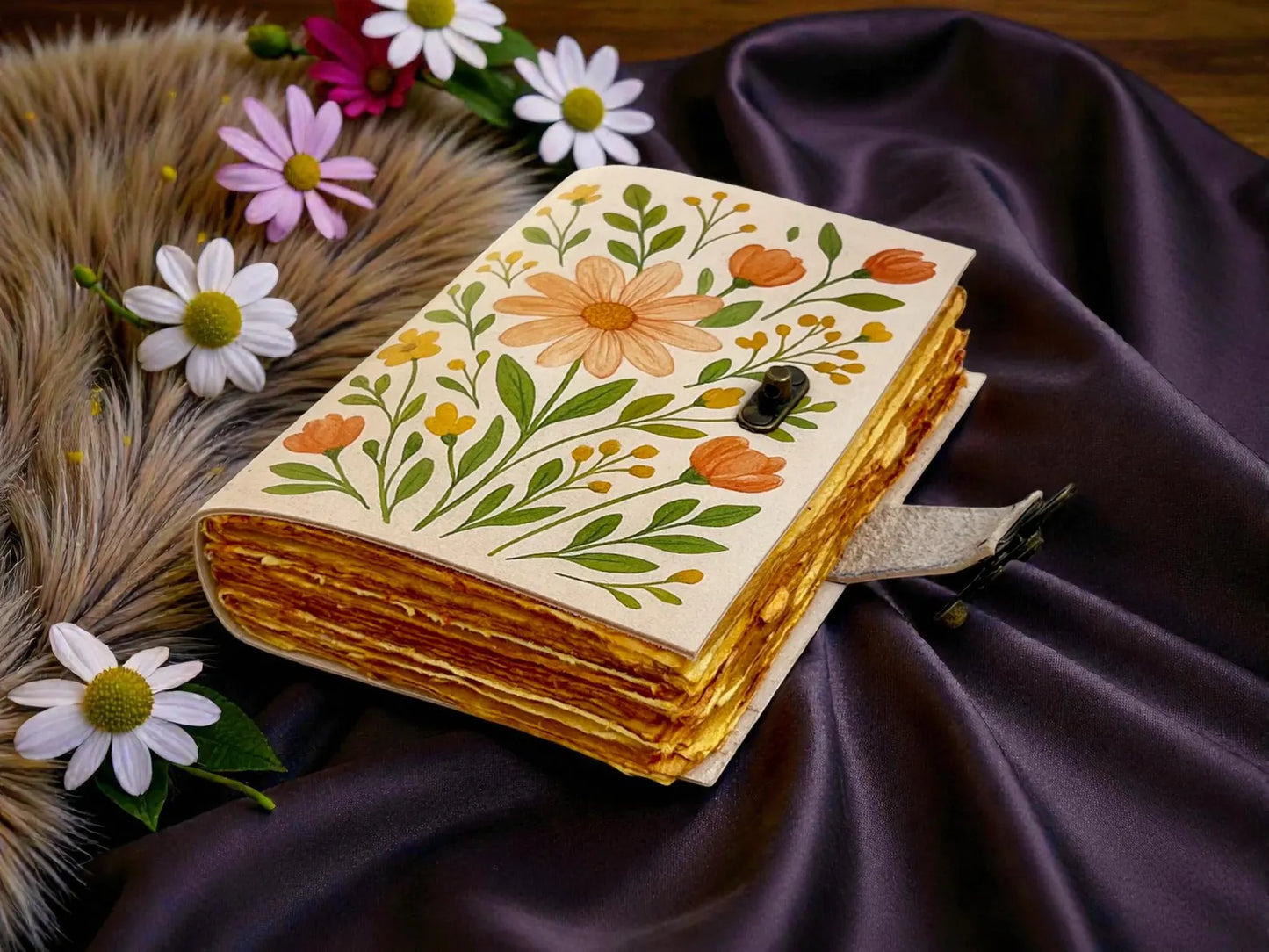 Handmade Leather Grimoire Book of Shadows – 200 Page Refillable Witchcraft Spell Journal | Vintage Wiccan Pagan Gothic Floral Gifts