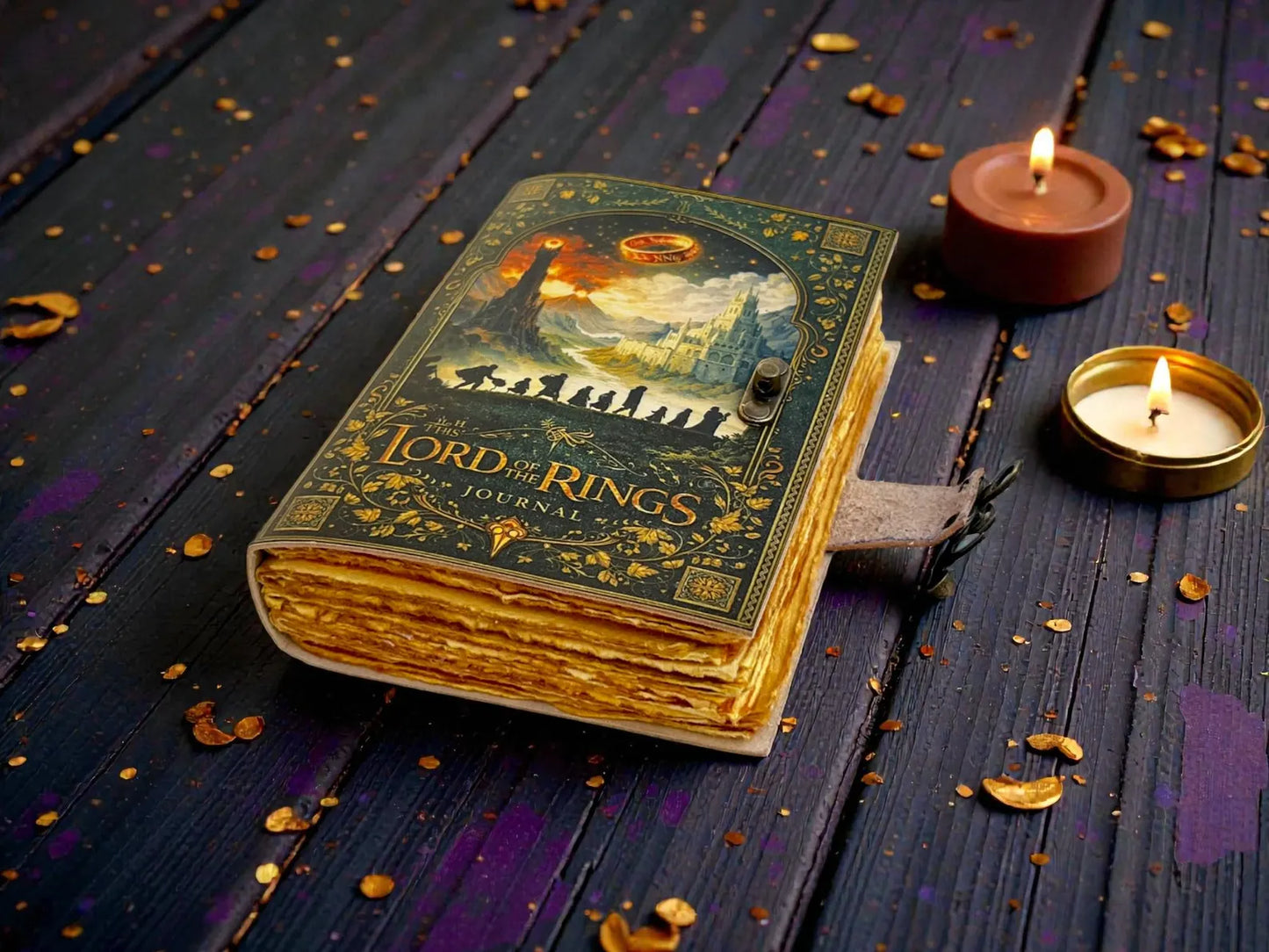 Doors of Durin Leather Notebook: Tolkien Lord of the Rings Handmade Journal