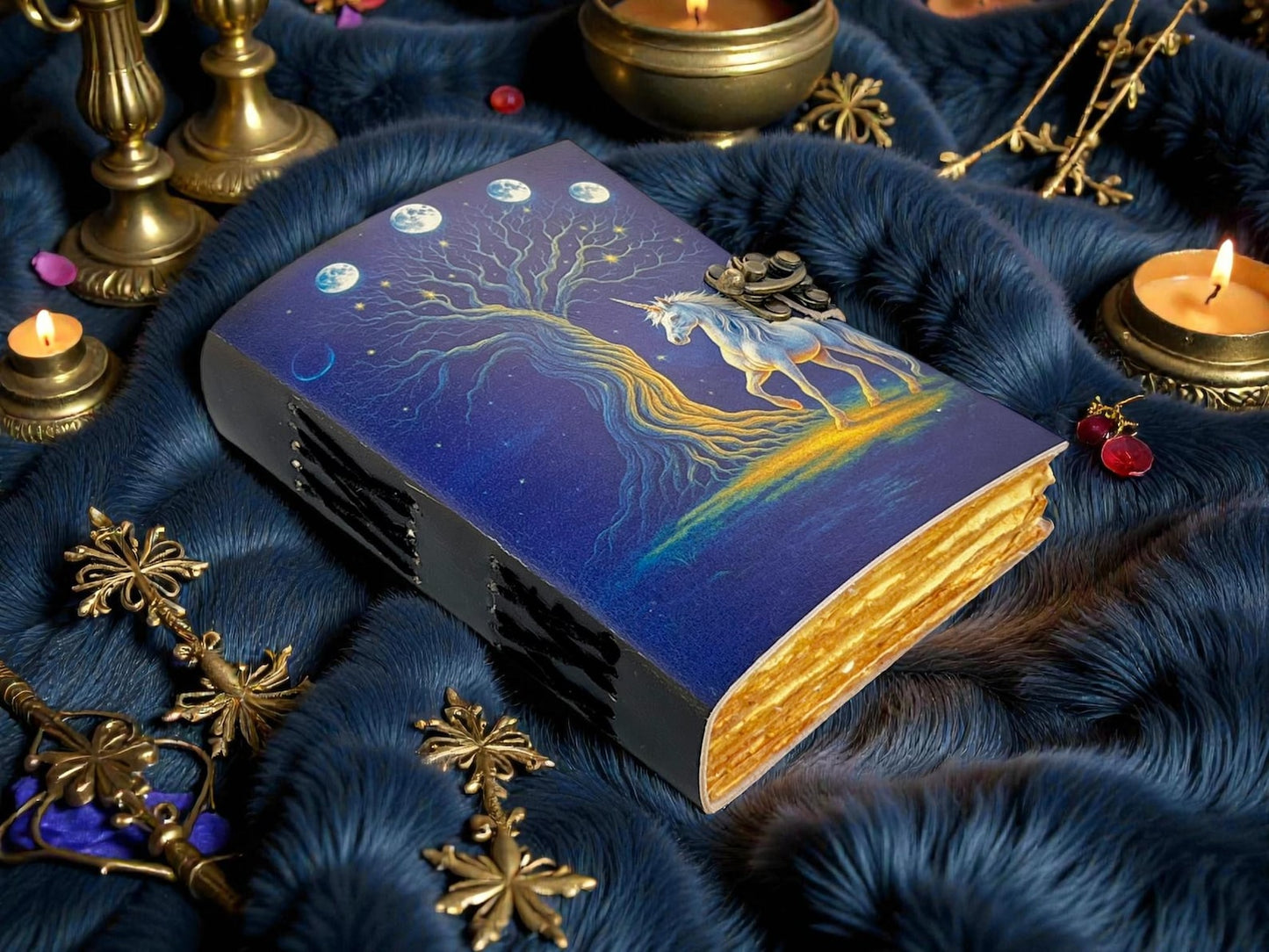 Handmade Unicorn Leather Journal Celestial Grimoire Enchanted Spellbook Mystical Writing Diary Fantasy Pagan Notebook Perfect Gift For women