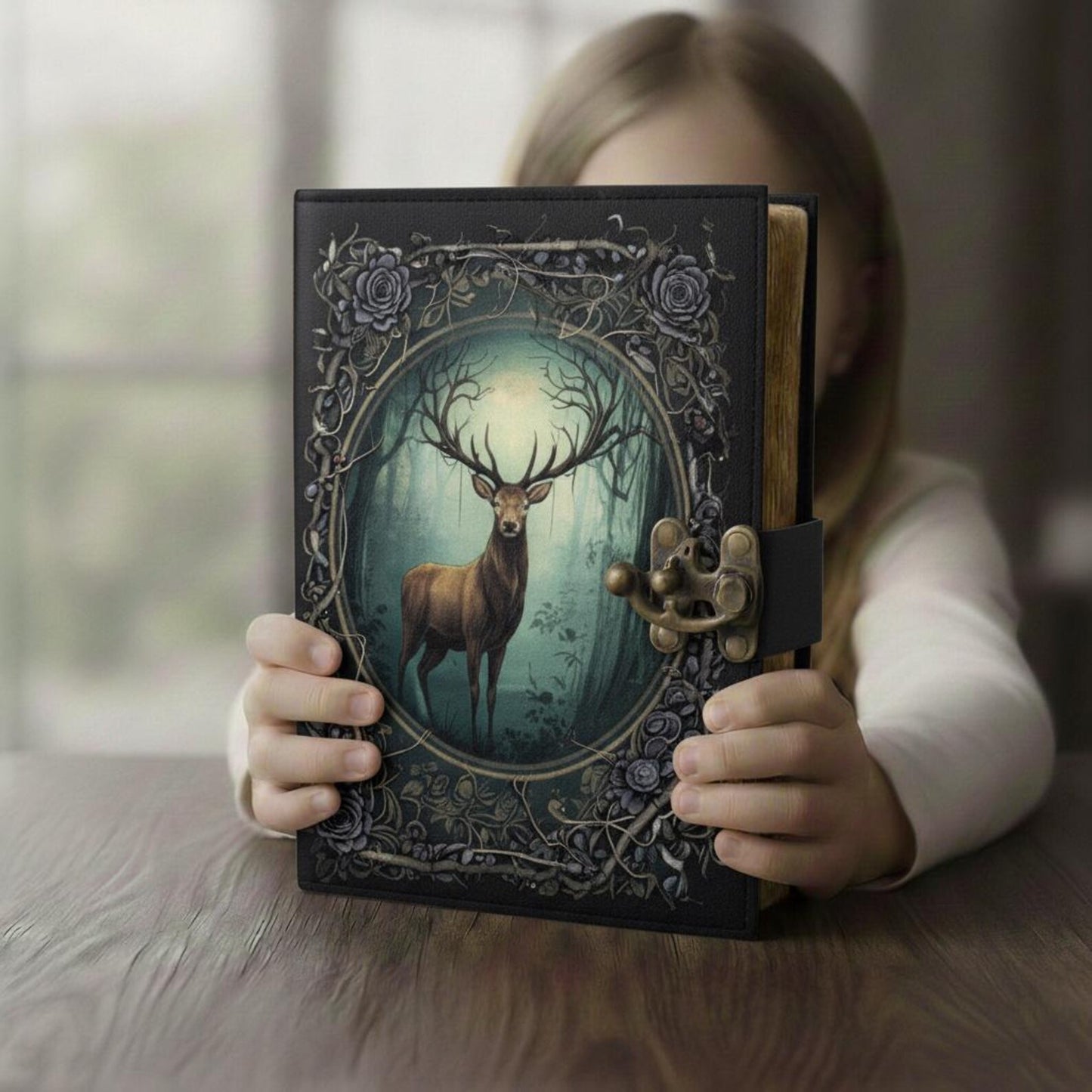 Stag Leather Journal – Handmade Vintage Forest Writing Notebook with Lock