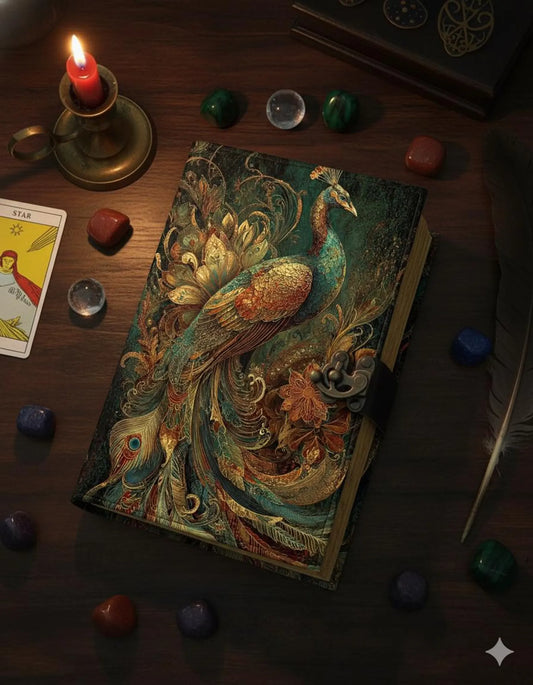 Peacock Leather Journal | Engraved Handmade Diary, Sketchbook