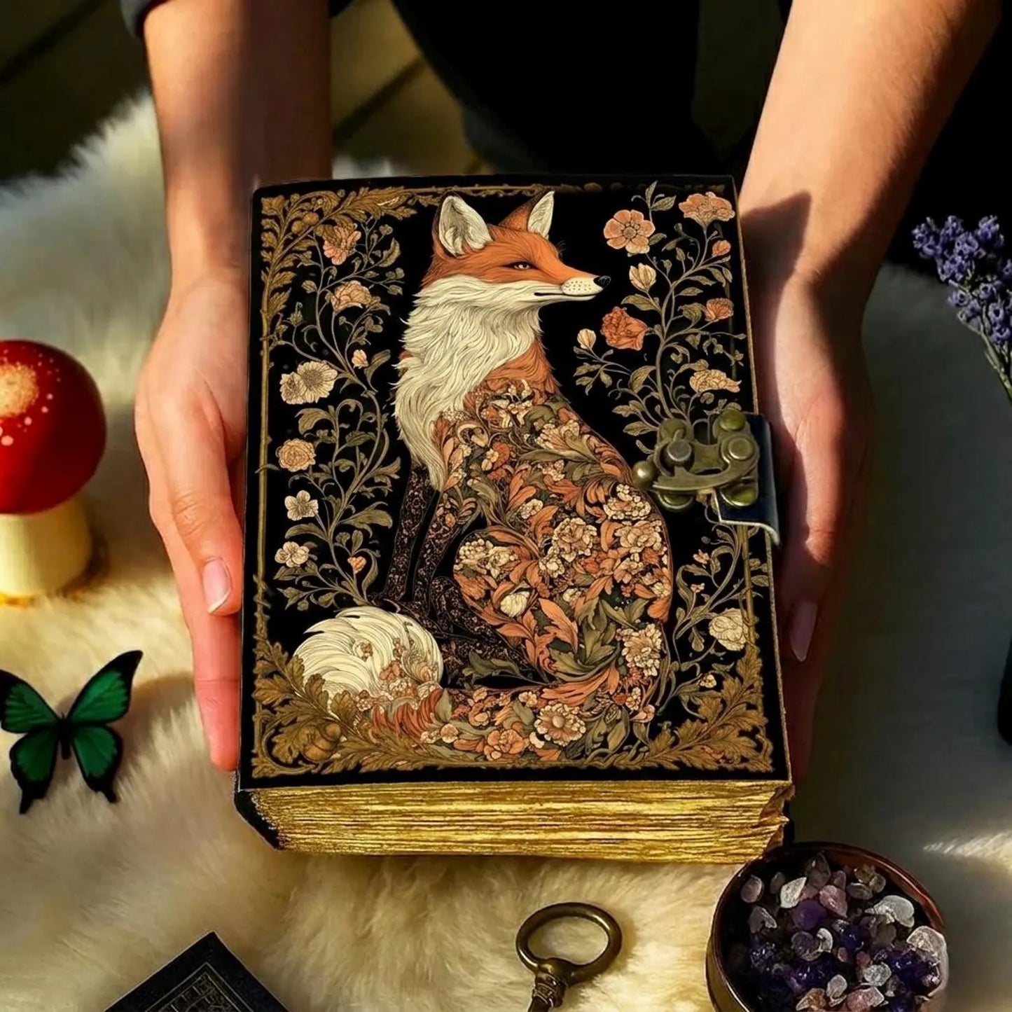 Fox Leather Grimoire Journal